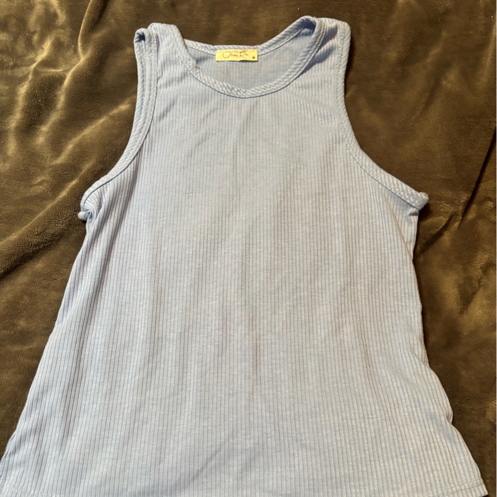 Olivia Rae Blue Ribbed Knit Tank Top